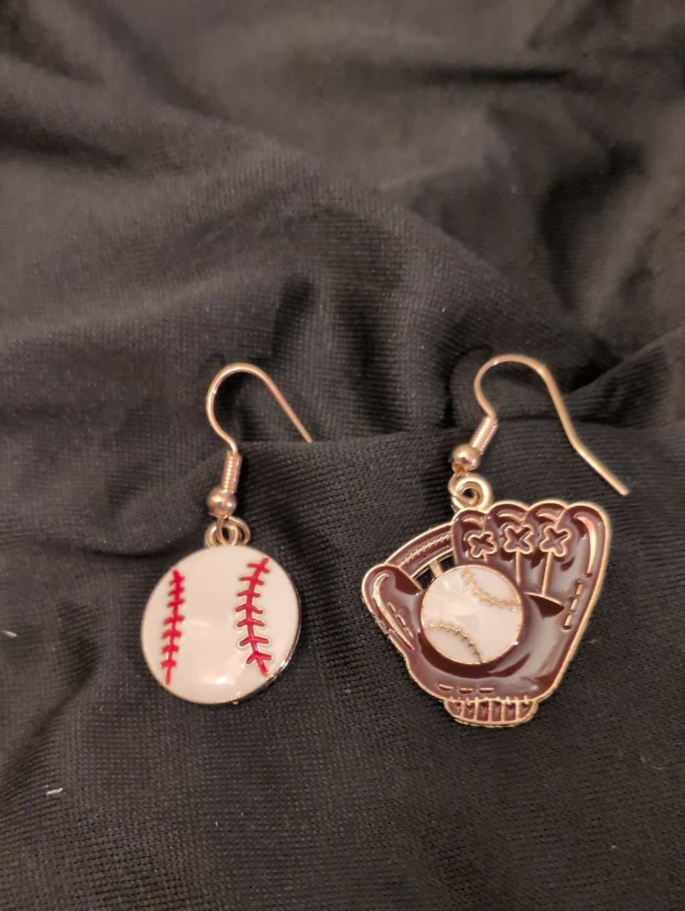 Baseball Glove and Ball Earrings - Gold Tone